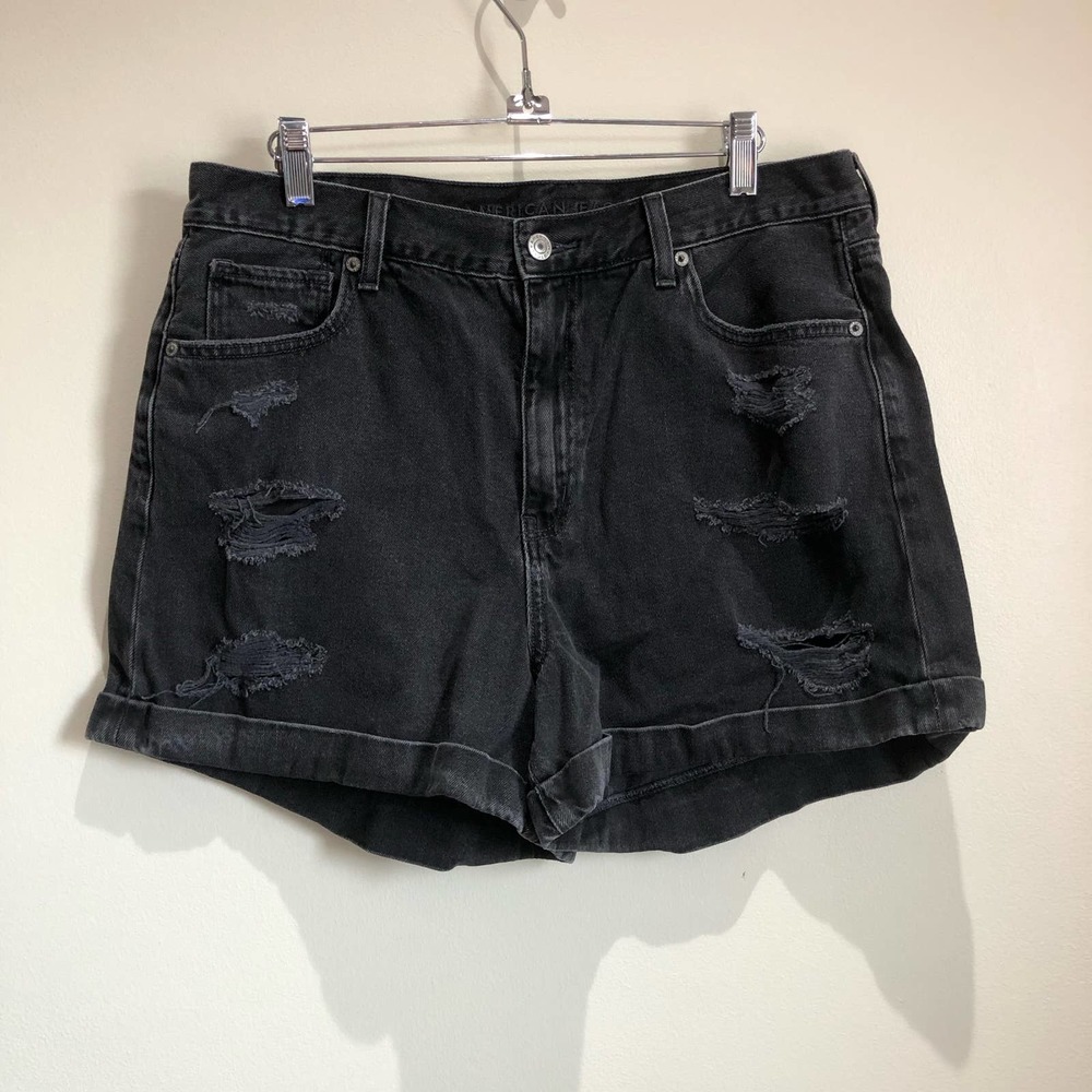 American Eagle Shorts Women's 14 Mom Black Distressed High Rise 90s 00s Y2K